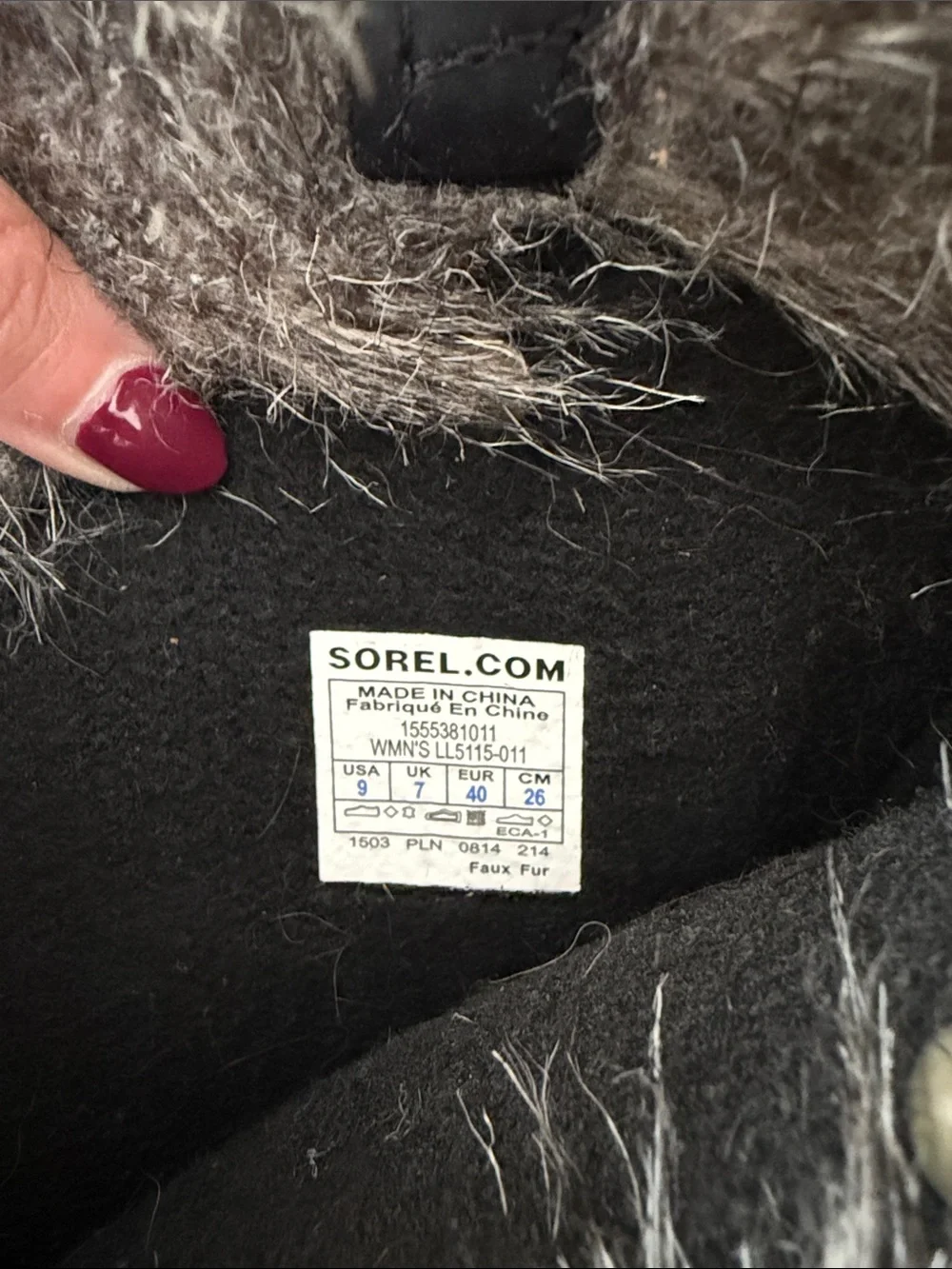 Sorel Black Faux-Fur Trim Winter Lace-Up Boots